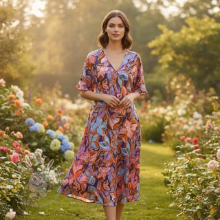 Baumwollstoff VISCOSE Flowers dark petrol