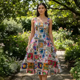 Baumwollstoff SATIN Summer patchwork digital print