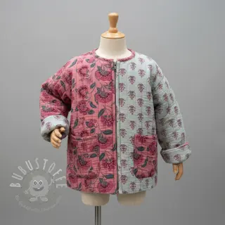 Double gauze/musselin STEPPED Flowers mauve
