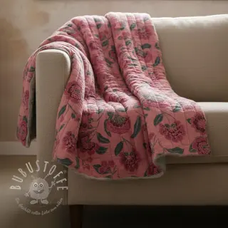 Double gauze/musselin STEPPED Flowers mauve