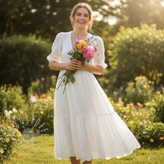 Double gauze/musselin BORDER Helene white