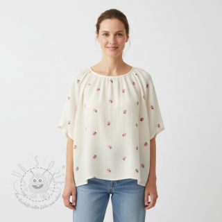 Double gauze/musselin EMBROIDERY Fruit peach SIMPLY NATURAL