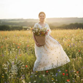 Double gauze/musselin EMBROIDERY Fruit natural yellow