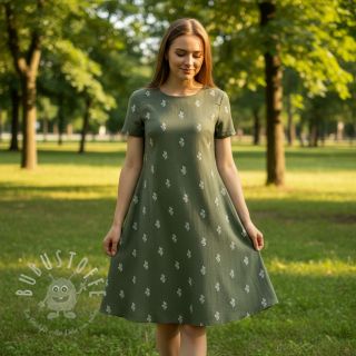 Double gauze/musselin EMBROIDERY Cactus green