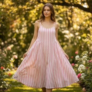 Double gauze/musselin YARN DYED Stripe in stripe pink