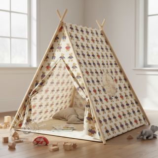 Dekostoff Linenlook Teddy Bear Cosy digital print