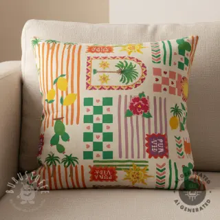 Dekostoff Linenlook Pura Vida Patch digital print