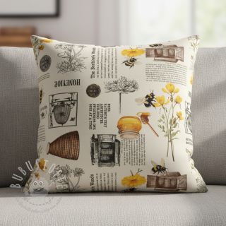 Dekostoff Linenlook Bee Honey Recipe digital print