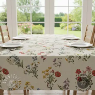 Dekostoff Linenlook Delicate Floral Field digital print