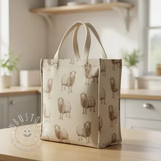 Dekostoff Linenlook Pen Drawing Sheep digital print