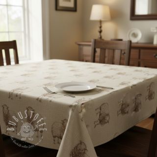 Dekostoff Linenlook Pen Drawing Sheep digital print