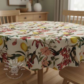 Dekostoff Linenlook Lemon Tropic Artisan digital print