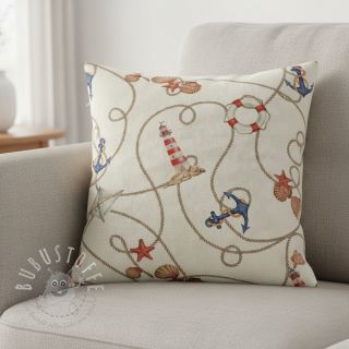 Dekostoff Linenlook Maritime Rope Mix digital print