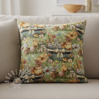 Dekostoff GOBELIN premium Playful Easter Scene