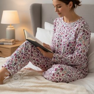 Jersey Flowers fuchsia digital print ORGANIC