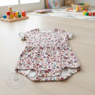 Jersey Flowers burgundy digital print ORGANIC