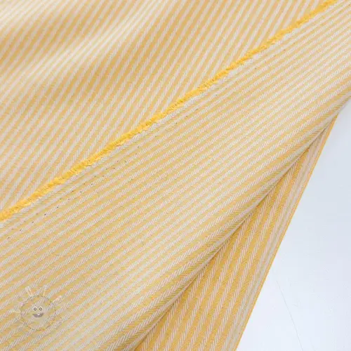 Dekostoff DOBBY Colored stripe warm yellow