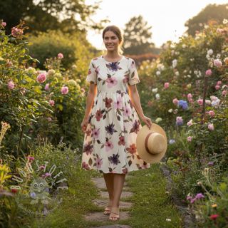 Baumwollstoff VISCOSE Flowers offwhite digital print