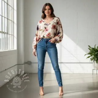 Baumwollstoff VISCOSE Flowers offwhite digital print