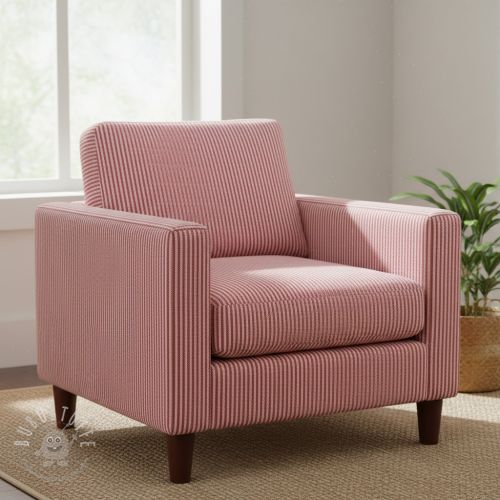 Dekostoff DOBBY Colored stripe cherry