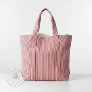 Dekostoff DOBBY Colored stripe cherry