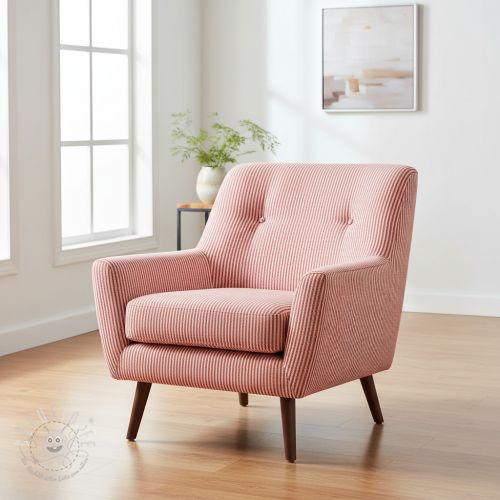 Dekostoff DOBBY Colored stripe poppy red