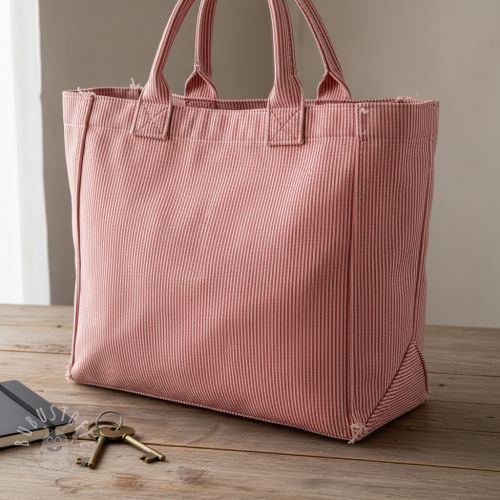 Dekostoff DOBBY Colored stripe poppy red