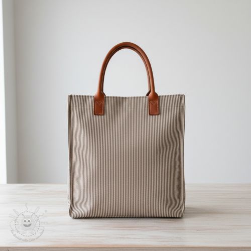 Dekostoff DOBBY Colored stripe coffee