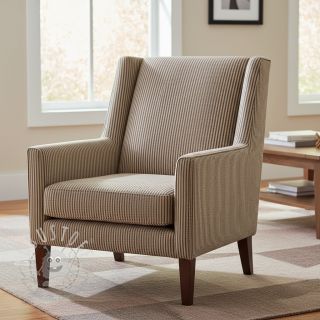 Dekostoff DOBBY Colored stripe coffee