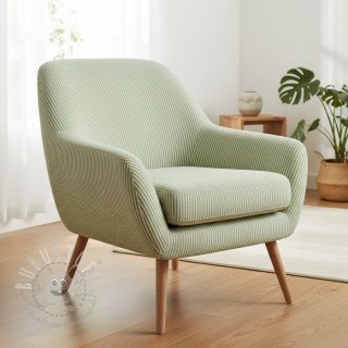 Dekostoff DOBBY Colored stripe light green