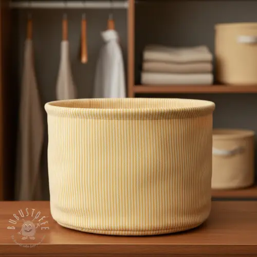 Dekostoff DOBBY Colored stripe warm yellow