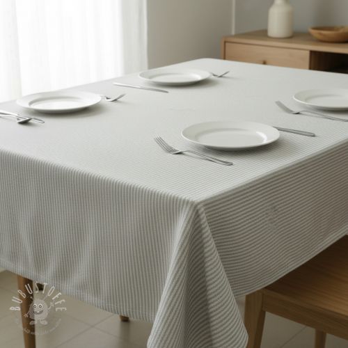 Dekostoff DOBBY Colored stripe light grey