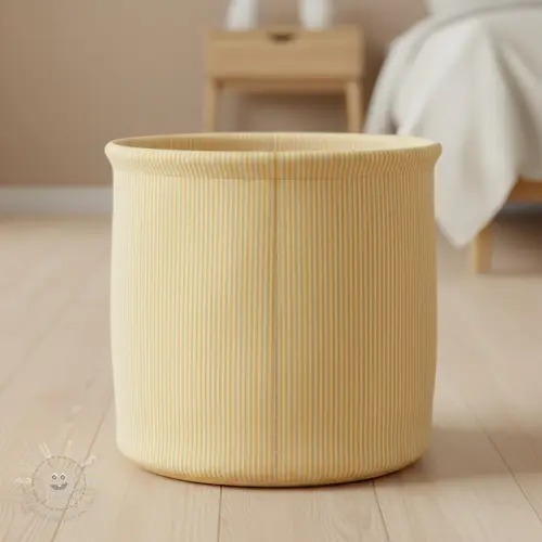 Dekostoff DOBBY Colored stripe pastel yellow