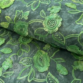 Baumwollstoff TIE DYE EMBROIDERY Flora design A