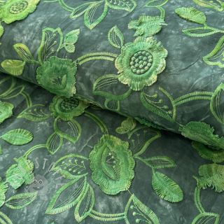 Baumwollstoff TIE DYE EMBROIDERY Flora design A