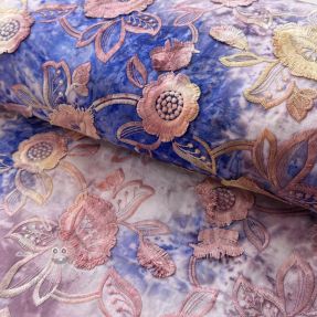 Baumwollstoff TIE DYE EMBROIDERY Flora design C