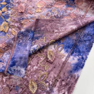 Baumwollstoff TIE DYE EMBROIDERY Flora design C