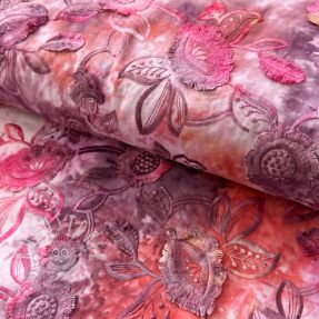 Baumwollstoff TIE DYE EMBROIDERY Flora design D