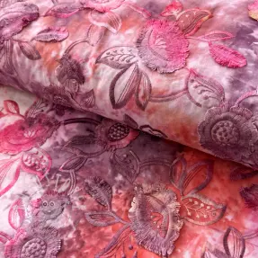 Baumwollstoff TIE DYE EMBROIDERY Flora design D