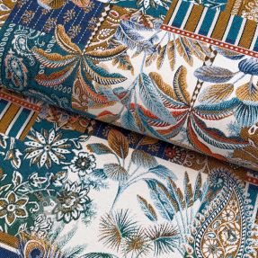 Dekostoff jacquard Basmati allover bleu