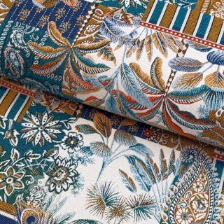 Dekostoff jacquard Basmati allover bleu