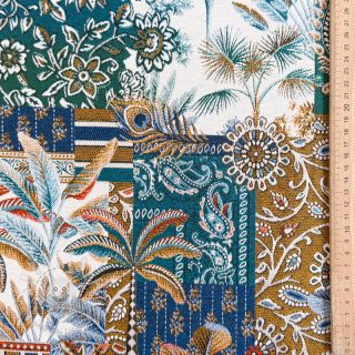 Dekostoff jacquard Basmati allover bleu