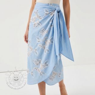 Baumwollstoff EMBROIDERY Loom En Light baby blue