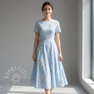 Baumwollstoff EMBROIDERY Loom En Light baby blue