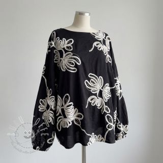 Baumwollstoff EMBROIDERY Loom En Light black