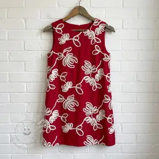 Baumwollstoff EMBROIDERY Loom En Light red