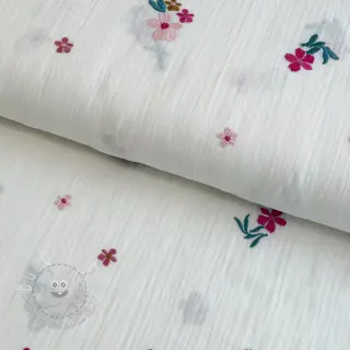 Double gauze/musselin EMBROIDERY Flowers MIA camel