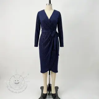 Samt VELVET LUREX Stripe marine
