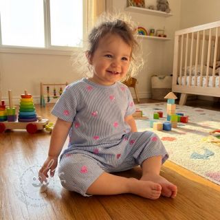 Baumwollstoff Stripes Sequins Hearts blue