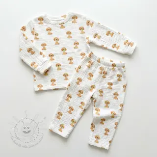 Double gauze/musselin Dogs white digital print